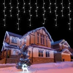 Lumières De Noël En Glaçon Blanc Extérieur - Lumières à Cordes En Glaçons à 32,8 Pieds à 300 LED Avec 8 Modes D'éclairage - Lumières Intérieures En Glaçons Connectables Pour Noël / Hall / Jardin / Mariage / Fête / Terrasse / Gain - Cool