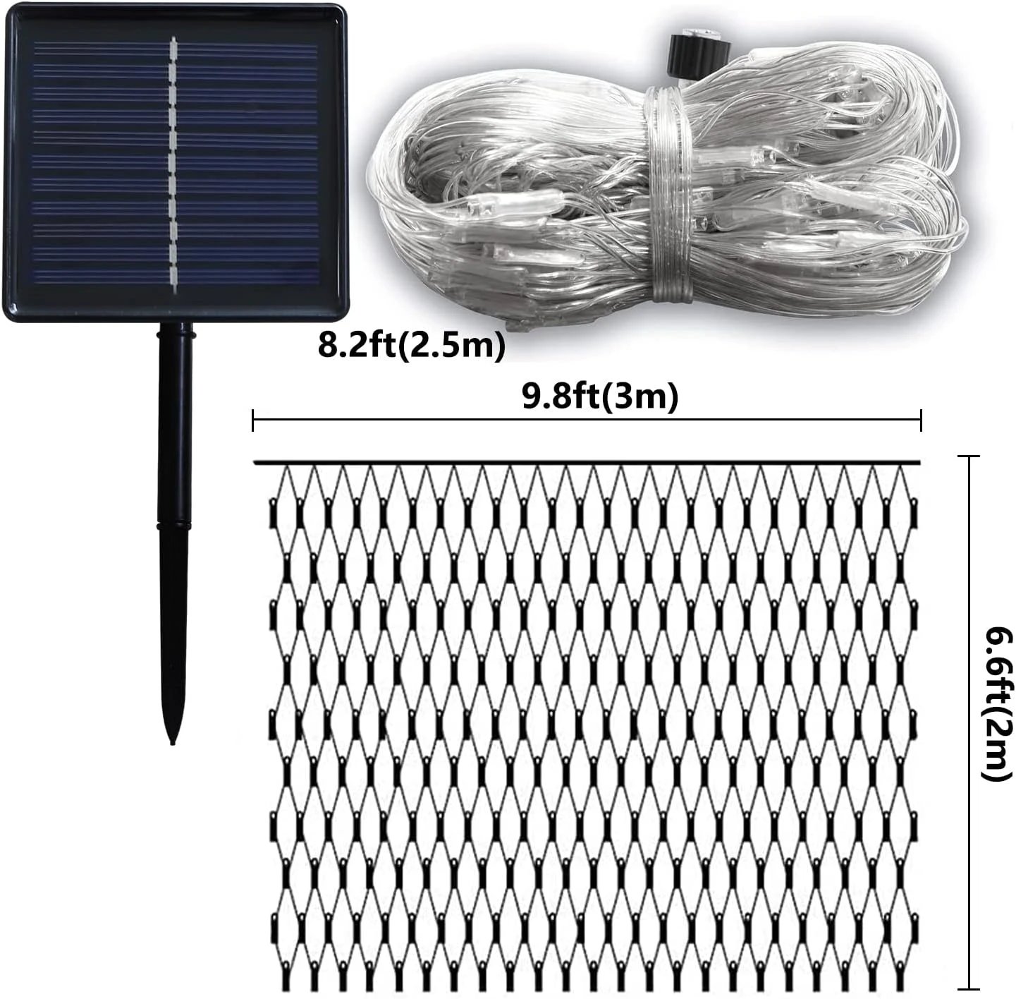 Solar Net Halloween Lights Violet, 204 LED Net Lights Extérieure Mesh Lights Fil Transparent, Solar Powered String Lights Pour Jardin, Cour, Buissons, Tronc, Décor De L'arbre De Noël-9.8ft X 6.6ft 8 Solar Net Halloween Lights Violet, 204 LED Net Lights Extérieure Mesh Lights Fil Transparent, Solar Powered String Lights Pour Jardin, Cour, Buissons, Tronc, Décor De L'arbre De Noël-9.8ft X 6.6ft - Image 6