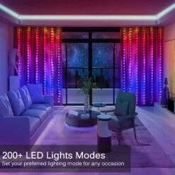 Éclairage De Rideau LED KepStars, 8 Pieds X 6 Pieds 144 LED RVB Colour Changing String Fairy Lights Rideau Avec Contrôle D'application Intelligent, Musique Et Synchronisation Vocale Pour La Chambre De Fond Mur Intérieur Extérieur Décorations De Noël -Oui || N/A || pearhead 71JgbvWdGAL. AC SL1500