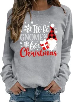 Ugly Pull De Noël Pour Femmes Crew Neck À Manches Longues Tops Plus Taille Drôle Imprimé Pulls De Noël Vacances Sweatshirts