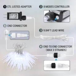 Lumières De Noël Lyhope, 29,6 Pieds 60 Lumières De Mini-icule LED, Lumières De Cordes De Glace En Cristal, Lumières De Décoration De Glaçons Connectables Pour Noël, Combles, Mariage, Jardin, Extérieur, Décoration Intérieure (blanc Pur) -Oui || N/A || pearhead 71K9H8OPD5L. AC SL1500