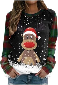 GREGG Femmes Sweatshirts De Noël Graphique Imprimer Chemises Lâche Automne Tops Crewneck Pullover À Manches Longues Casual Blouse