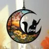 Cat Memorial Suncatcher, Personnalisé Avec Nom Date Race Chat Suncatcher, Pet Loss Suncatcher, Stained Glass Light Catcher, Cadeaux Pour Les Amoureux Des Chats, Noël Chat Ornement Fenêtre Hangings M