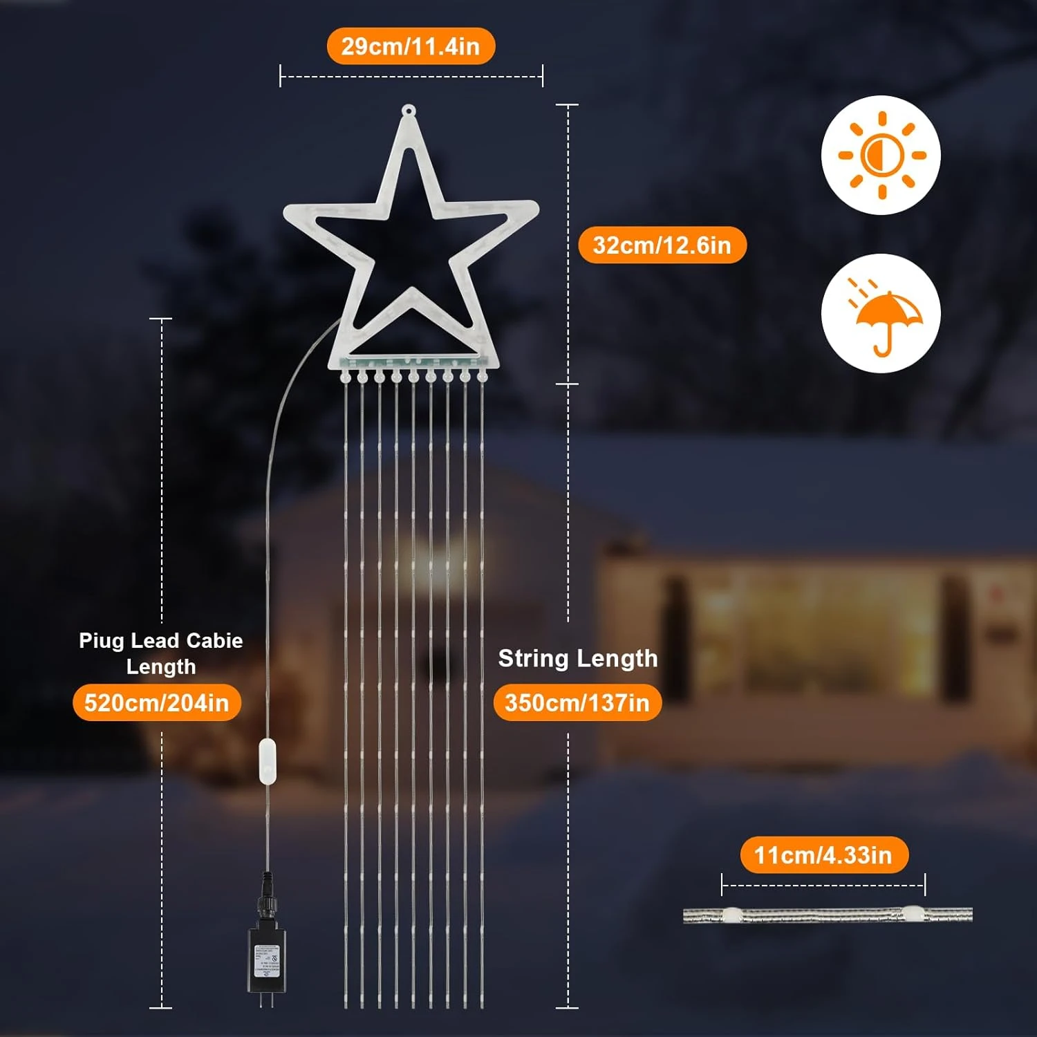 PUHONG Décoration De Noël Star Flowing Multicolore Changement De Couleur Lumières En Plein Air, 320 LED 16.4Ft Star Waterfall Arbre Lumières Avec 8 Modes D'éclairage Télécommande, Pour Noël Nouvel An Anniversaire 8 PUHONG Décoration De Noël Star Flowing Multicolore Changement De Couleur Lumières En Plein Air, 320 LED 16.4Ft Star Waterfall Arbre Lumières Avec 8 Modes D'éclairage Télécommande, Pour Noël Nouvel An Anniversaire - Image 6