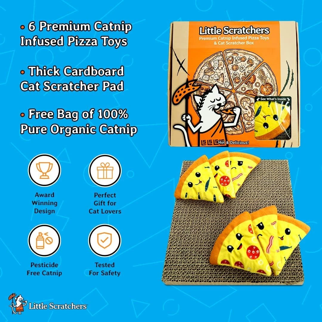 Petits Scratchers Pizza Cat Toys ( Grand ) - Comprend 6 Jouets Pizza Catnip & Épais Cardboard Cat Scratch Pad, Coffret Cat, Cadeaux Drôle Cat Pour Noël, Jouets D'anniversaire Cat, Jouets De Grattage De Chat Mignon 7 Petits Scratchers Pizza Cat Toys ( Grand ) - Comprend 6 Jouets Pizza Catnip & Épais Cardboard Cat Scratch Pad, Coffret Cat, Cadeaux Drôle Cat Pour Noël, Jouets D'anniversaire Cat, Jouets De Grattage De Chat Mignon - Image 5