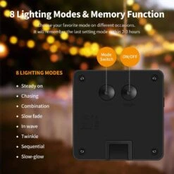 MUMUXI 2 Pack 33Ft 100 LED Solar String Lights Outdoor Fairy Lights Solar Powered With 8 Lights étanche En Fil De Cuivre Pour Les Arbres à Carde De Patio Fête De Mariage De Noël, Blanc Chaud -Oui || N/A || pearhead 71Luxzw8C0L. AC SL1500