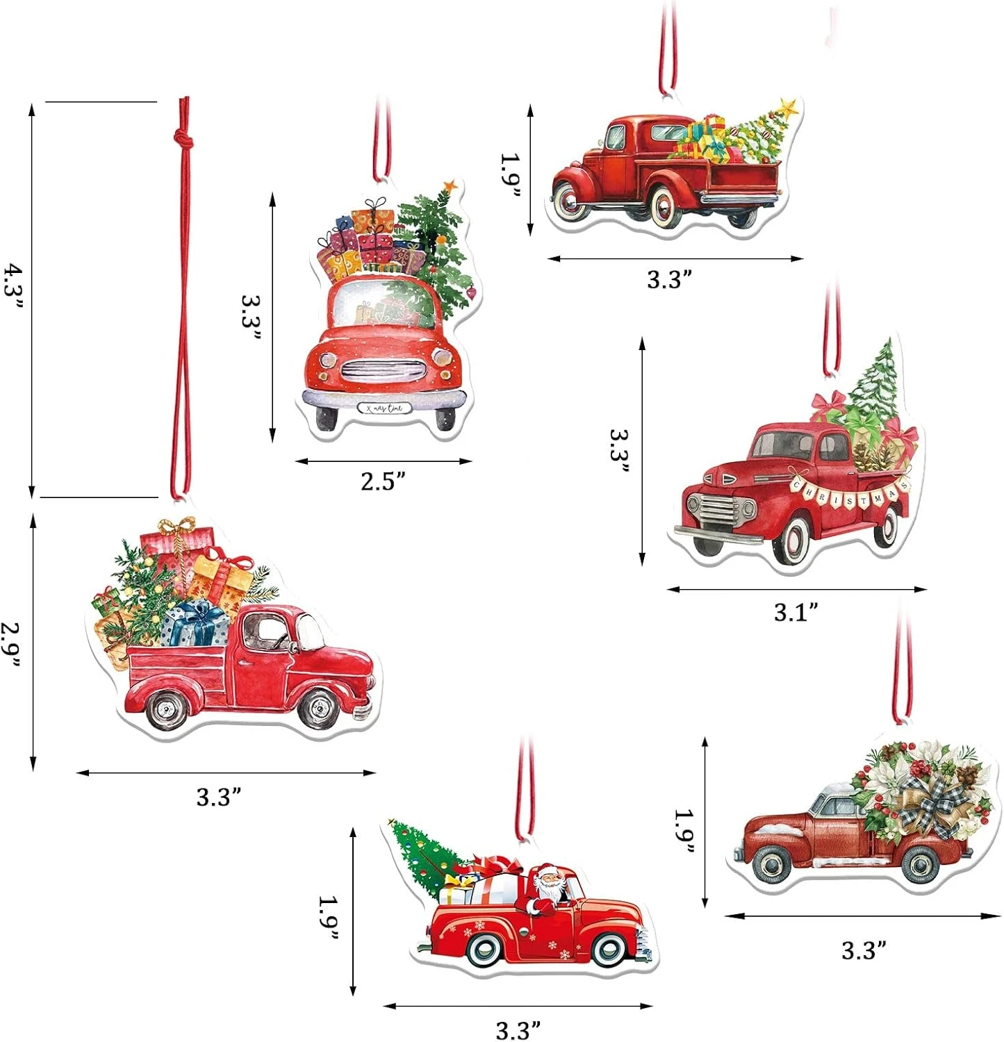 Ornements Suspendus Pour Camions Rouges 6pcs Avec Décorations D'arbres De Noël Parfumées Pour Renifleurs De Glace Doux Noir Pour Femmes Hommes Cadeaux Accessoires De Voiture Merry Christmas Key Chain 6 Pack 4 Ornements Suspendus Pour Camions Rouges 6pcs Avec Décorations D'arbres De Noël Parfumées Pour Renifleurs De Glace Doux Noir Pour Femmes Hommes Cadeaux Accessoires De Voiture Merry Christmas Key Chain 6 Pack - Image 2