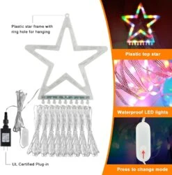PUHONG Décoration De Noël Star Flowing Multicolore Changement De Couleur Lumières En Plein Air, 320 LED 16.4Ft Star Waterfall Arbre Lumières Avec 8 Modes D'éclairage Télécommande, Pour Noël Nouvel An Anniversaire 11 PUHONG Décoration De Noël Star Flowing Multicolore Changement De Couleur Lumières En Plein Air, 320 LED 16.4Ft Star Waterfall Arbre Lumières Avec 8 Modes D'éclairage Télécommande, Pour Noël Nouvel An Anniversaire -Oui || N/A || pearhead 71MlxUVWXkL. AC SL1500