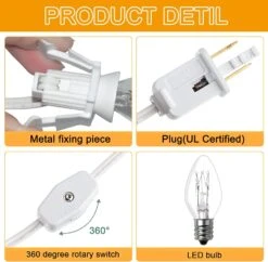 4 Définit Le Cordon D'accessoires Avec Une Ampoule, 6 Feuilles UL Listé Lumières De Village De Noël à Cordon Blanc Avec Des Bouchons D'interrupteur Marche / Arrêt, Lampe D'encombrement C7 Pour Noël Halloween Craft House Village Salt Lamp Decor -Oui || N/A || pearhead 71MmoFdReQL. AC SL1500