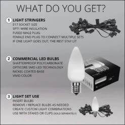 C9 OptiCore Multicolore LED Commercial Outdoor Christmas Lights & Ndash; Luminaires De Cordes De Noël Robustes & Ndash; Lumières De Noël LED Les Plus Brillantes; Fil Vert (25 Lumières, 25 Pieds, Lisse Multicolore / Opaque) -Oui || N/A || pearhead 71MwgIxU1OL. AC SL1200