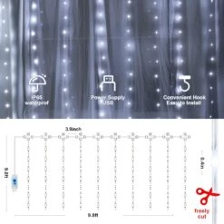Lumières De Chaîne De Rideau Hopolon Avec Télécommande, 300LED 8 Modes 9,8ftx9,8ft 4,5V Lampes De Rideau Alimentées Par USB Pour Mariage à Domicile Famille De Fête De Noël Chambre De Jardin Salle De Chambre Décor Mural Extérieur Extérieur (blanc Froid) 12 Lumières De Chaîne De Rideau Hopolon Avec Télécommande, 300LED 8 Modes 9,8ftx9,8ft 4,5V Lampes De Rideau Alimentées Par USB Pour Mariage à Domicile Famille De Fête De Noël Chambre De Jardin Salle De Chambre Décor Mural Extérieur Extérieur (blanc Froid) -Oui || N/A || pearhead 71N2McnC2L. AC SL1500