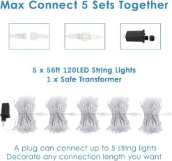 EXF 2-Pack Connectable Lumières De Noël, Total 240LED Imperméable Fil Clair String Lumières Intérieur / Extérieur, 8 Modes Scintillement Lumières Pour La Chambre, Jardin, Décorations D'arbre De Noël (blanc Chaud) -Oui || N/A || pearhead 71N83tFlZRL. AC SL1500