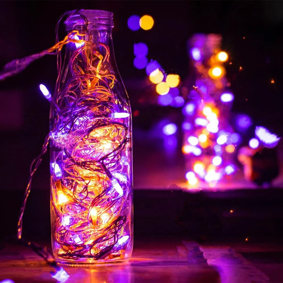 CARETHYS 2 Séries De 100 Compte Clair Fil Vert Halloween Lumière, Huit Modes, Orange & Violet Lumières Pour Intérieur Ou Extérieur Décorations De Noël, Batterie Alimenté 7 CARETHYS 2 Séries De 100 Compte Clair Fil Vert Halloween Lumière, Huit Modes, Orange & Violet Lumières Pour Intérieur Ou Extérieur Décorations De Noël, Batterie Alimenté - Image 5