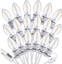 Cordon Accessoire En Méon Avec Ampoule LED C7 Cord Clip Lights Avec Double Fusible De Rechange, Décoration De Lumières De Chaîne De Noël En Moule Soufflé Pour Noël Maison De Village, Décorateur De Vacances En Agrafes à Citrouille ( 18 Ampoule LED )