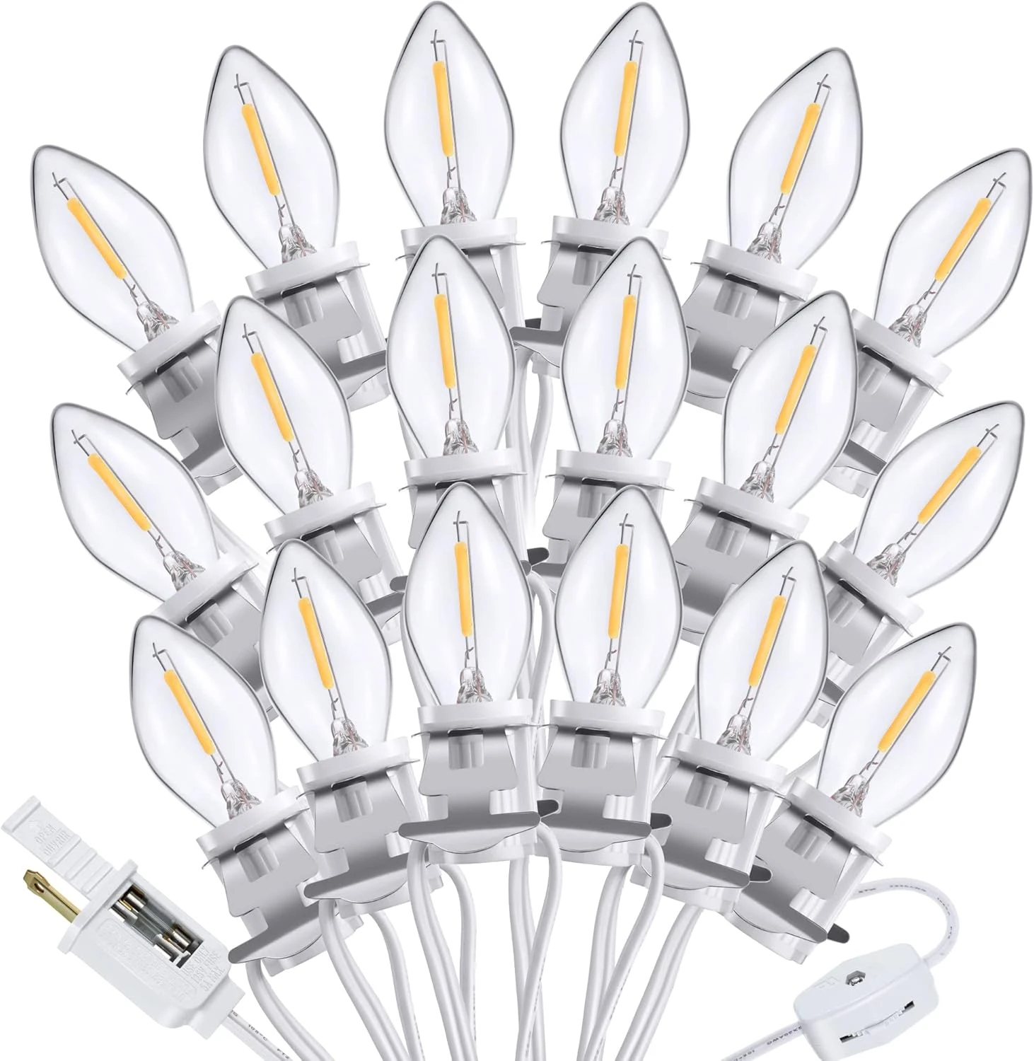 Cordon Accessoire En Méon Avec Ampoule LED C7 Cord Clip Lights Avec Double Fusible De Rechange, Décoration De Lumières De Chaîne De Noël En Moule Soufflé Pour Noël Maison De Village, Décorateur De Vacances En Agrafes à Citrouille ( 18 Ampoule LED ) 3 Cordon Accessoire En Méon Avec Ampoule LED C7 Cord Clip Lights Avec Double Fusible De Rechange, Décoration De Lumières De Chaîne De Noël En Moule Soufflé Pour Noël Maison De Village, Décorateur De Vacances En Agrafes à Citrouille ( 18 Ampoule LED )