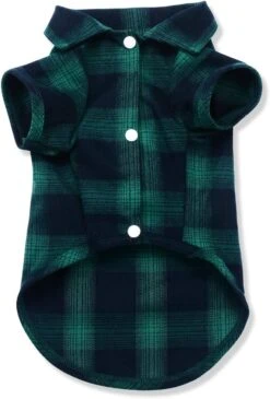 Chemise Pour Chien Koneseve, T-shirt Pour Vêtements à Carreaux Pour Animaux De Compagnie, Chemise De Fond Pour Chandail Pour Petit Chien Grille Pour Chiots Adorable Portant Un Halloween élégant Et Confortable, Costumes De Noël ( Vert; L / Grand )