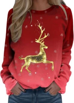 SNKSDGM Femmes Plaid À Manches Longues Baseball Raglan De Noël Sweat-shirt Crew Neck Doux Pulls Tops Tee Shirts Top