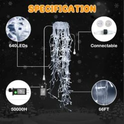 Lumières De Noël Décorations Extérieures Blanc 66FT 640 LED 8 Modes D'éclairage Lumières De Fée Avec 120 Gouttes, Fonction De Mémoire De Minuterie étanche à L'enclenchement Pour La Fête De Mariage Des Fêtes De Noël -Oui || N/A || pearhead 71RUr0JjxXL. AC SL1500