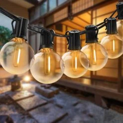 Quntis LED Outdoor String Lights - Étanche 32FT G40 Globe String Lights Avec 30+3 Ampoules Patio String Lights Suspendu Pour Jardin Porche Bistro Fête De Mariage Noël, UL Listé, Blanc Chaud