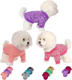 MOIRIG Chien Chandail, Chien Chandails Pour Petits Chiens, 3 Pack Chaud Doux Animaux Vêtements Pour Chiot, Moyen Grand Chat, Chiens Fille Ou Garçon, Chien Chemise Pour L'hiver De Noël (Grand, Pink+Purple+HotPink)