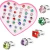 Anneaux De Bijoux En Cristal Newmemo Pour Les Enfants 36pcs Filles Anneaux Réglables Princesse Bijoux Anneaux De Doigt Avec Boîte De Forme De Coeur Faire Semblant Jouer Et Habiller Bague Cadeau De Noël Pour Enfant Enfant -Oui || N/A || pearhead 71SDC5gqyL. AC UL1500