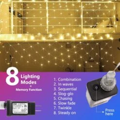 Woohaha LED Net Mesh Fairy String Lumières Décoratives 192 LED 9.8ft X 6.6ft Avec 30V Tension De Sécurité Pour Noël En Plein Air Mariage Jardin Décorations (192LED, Blanc Chaud) -Oui || N/A || pearhead 71SHMBTHwFL. AC SL1010