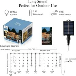 Lumières Solaires étoilées Extérieures étanches, Lumières Solaires 8 Modes D'éclairage Lumières De Rideau Solaire Avec Télécommande, Décoration De Lumières De Patio Extérieure Pour Jardin D'arbres Parche De Fenêtre Extérieure Noël, Blanc Chaud -Oui || N/A || pearhead 71TQ 7y98WL. AC SL1500