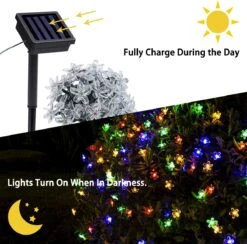 Fleurs Solaires SOLPEX, 2 Packs Chacune 23 Pieds 50 LED De Fleurs De Fée Solaire, Lumières De Cordes De Fleurs Solaires Pour Patio, Jardin, Arbre, Clôture, Noël, Fête, Décorations De Vacances - Multicolore -Oui || N/A || pearhead 71UOIGbjinL. AC SL1200
