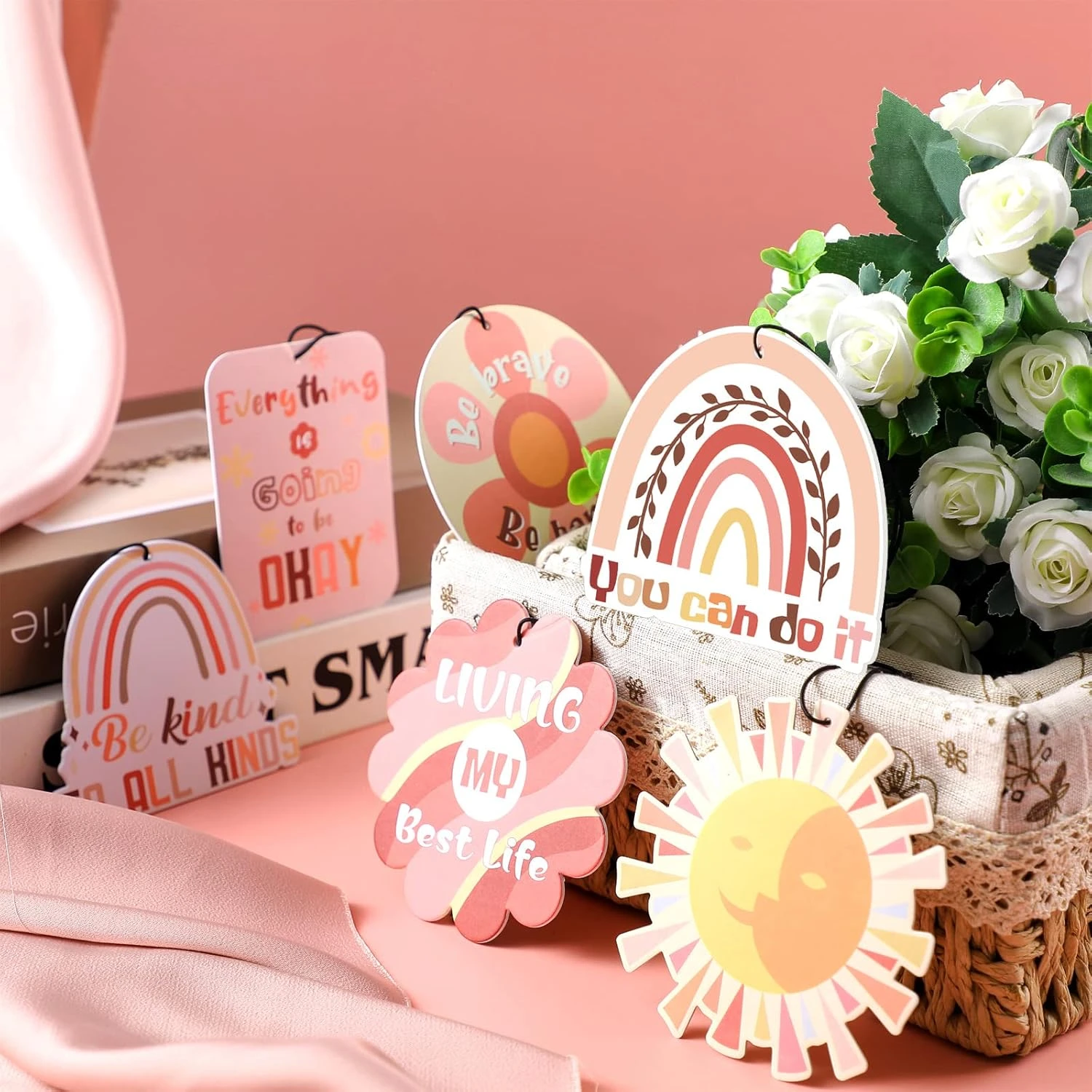 2 Pcs Boho Hippie Voiture Désodorisants Tout Est Ok Parfumé Suspendu Air Désodorisants Mignon Soleil Arc-en-ciel Huile Essentielle Voiture Désodorisants Pour Femmes Hommes Cadeau De Noël Voiture Miroir Décor Accessoires 7 2 Pcs Boho Hippie Voiture Désodorisants Tout Est Ok Parfumé Suspendu Air Désodorisants Mignon Soleil Arc-en-ciel Huile Essentielle Voiture Désodorisants Pour Femmes Hommes Cadeau De Noël Voiture Miroir Décor Accessoires - Image 5