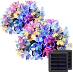 Fleurs Solaires SOLPEX, 2 Packs Chacune 23 Pieds 50 LED De Fleurs De Fée Solaire, Lumières De Cordes De Fleurs Solaires Pour Patio, Jardin, Arbre, Clôture, Noël, Fête, Décorations De Vacances - Multicolore -Oui || N/A || pearhead 71VgBnbAStL. AC SL1200