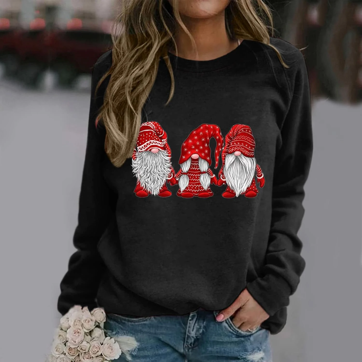 SNKSDGM Femmes Noël Flocon De Neige À Manches Longues Mignon De Noël Sweatshirts Crew Neck Vacances Graphique Pulls Top Tshirt 4 SNKSDGM Femmes Noël Flocon De Neige À Manches Longues Mignon De Noël Sweatshirts Crew Neck Vacances Graphique Pulls Top Tshirt - Image 2