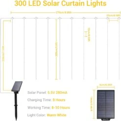 Solaire Rideau Chaîne Lumières Extérieur - 300 LED Fenêtre De Fée Alimenté IP65 Étanche, Twinkle 8 Modes Pour Maison Jardin Patio Porche Arrière Cour Fête De Mariage Noël 11 Solaire Rideau Chaîne Lumières Extérieur - 300 LED Fenêtre De Fée Alimenté IP65 Étanche, Twinkle 8 Modes Pour Maison Jardin Patio Porche Arrière Cour Fête De Mariage Noël -Oui || N/A || pearhead 71VzghC6bXL. AC SL1500