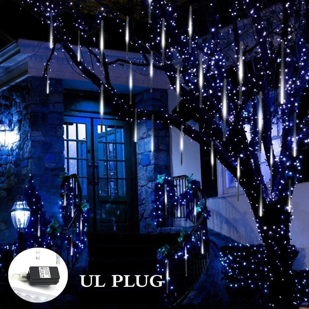 Lumières De Noël Kordain En Plein Air, Lumières De Douche Meteor Tombant Des Lumières D'étoile 12 Pouces 8 Tubes 144 Lumières De Neige Icicle LED Lumières De Pluie Pour Noël Arbre Halloween Décoration De Fête, UL Plug, Blanc 6 Lumières De Noël Kordain En Plein Air, Lumières De Douche Meteor Tombant Des Lumières D'étoile 12 Pouces 8 Tubes 144 Lumières De Neige Icicle LED Lumières De Pluie Pour Noël Arbre Halloween Décoration De Fête, UL Plug, Blanc - Image 4