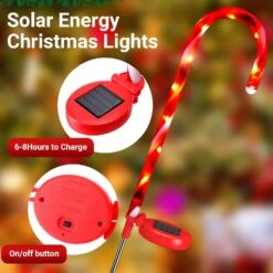 8 Pcs Solaire De Noël Décorations En Plein Air Solaire Bonbons Canne Lumières De Noël Pathway Lumières Solaire Walkway Lumières En Plein Air Étanche LED Candy Cane Décorations De Noël Pour Jardin Pelouse Patio, Rouge Blanc -Oui || N/A || pearhead 71WCGgg5TEL. AC SL1500