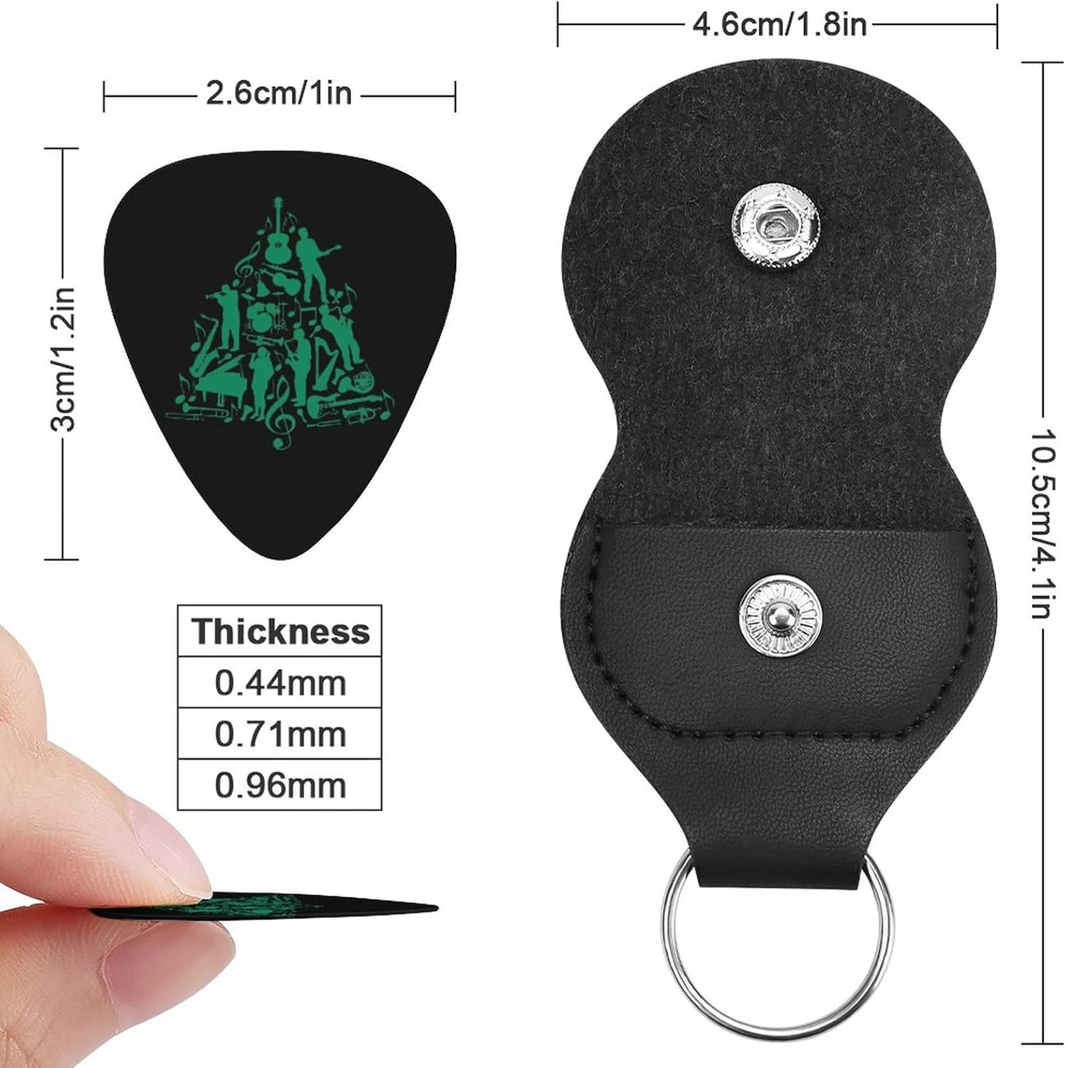 Musique Arbre De Noël Guitare Pick Avec Support Case Mince Moyen Lourd Jauges Pour Basse Guitare Acoustique 4 Musique Arbre De Noël Guitare Pick Avec Support Case Mince Moyen Lourd Jauges Pour Basse Guitare Acoustique - Image 2