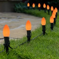 Abeja C9 Orange Lumières De Noël, 25 Pieds En Plein Air Noël Cordes Lumières Avec 26 C9 Orange Ampoules (1 Spare), Extérieur Décoratif Yard Lumièrespour L'extérieur, Décoration Intérieure, Décoration De Fête De Noël -Oui || N/A || pearhead 71XEDqVXASL. AC SL1500