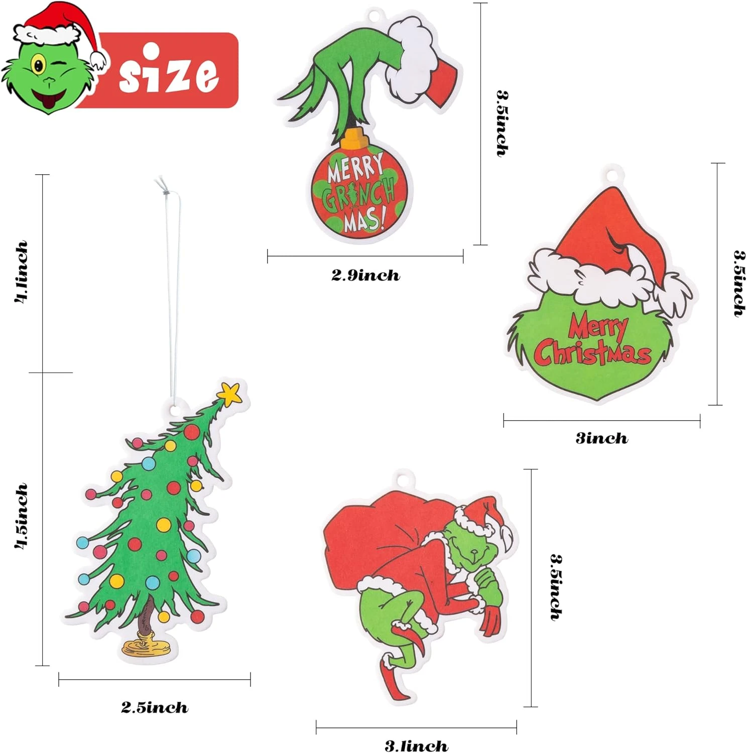 Voleur De Noël Voiture Air Freshener Encens Chips Avec Vert Monstre Motif Parfumé Ornement, Voiture Rétroviseur Miroir Pendentif 4 Styles Unique Parfums De Suspension Ornement Décoration De Noël Party Fournitures 4 Voleur De Noël Voiture Air Freshener Encens Chips Avec Vert Monstre Motif Parfumé Ornement, Voiture Rétroviseur Miroir Pendentif 4 Styles Unique Parfums De Suspension Ornement Décoration De Noël Party Fournitures - Image 2