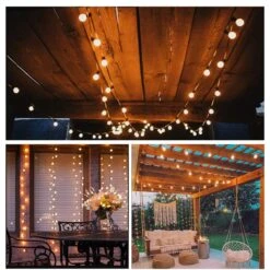 SUNSGNE 25Ft Outdoor Patio String Lights G40 Avec 27 Ampoules Givrées Blanc, Lampes à Cordes Suspendues Connectables étanches Pour Véranda Arrière Balcon Fête Décor De Noël, 5 Watts, Fil Noir -Oui || N/A || pearhead 71XXXusrLZL. AC SL1218