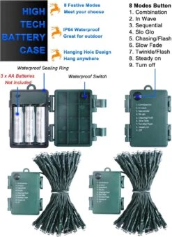 Pack Chaque 16.4ft 60 LED Batterie Fonctionné Arbre De Noël Lumières Intérieur Extérieure Cluster Chaîne Lumières Avec Minuterie 8 Modes Fil Vert Fée Lumière Xmas Patio Chambre Jardin Décorations (Warm White) -Oui || N/A || pearhead 71XvZknFugL. AC SL1500