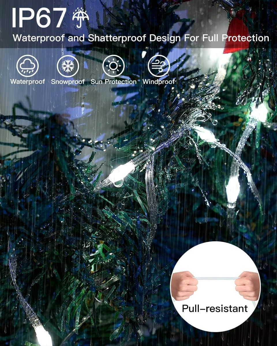 Ollny Lumières De Noël Extérieures Blanc Froid, 600LED 197FT Lumières D'arbre De Noël IP67 Étanche Avec Télécommande 8 Modes Mémoire Minuterie, Plug In Lumières De Noël Pour Maison Intérieure Décorations De Jardin De Vacances 6 Ollny Lumières De Noël Extérieures Blanc Froid, 600LED 197FT Lumières D'arbre De Noël IP67 Étanche Avec Télécommande 8 Modes Mémoire Minuterie, Plug In Lumières De Noël Pour Maison Intérieure Décorations De Jardin De Vacances - Image 4