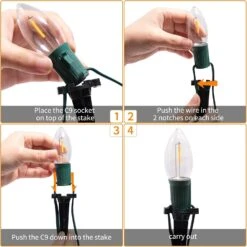 C9 Christmas String Lights Outdoor - 25,7 Pieds 20 Lumières LED Pour Le Chemin De Noël Avec 20 Piquets Connectable étanche Pour Les Allées De Noël Décoration Du Patio, Multicolore 17 C9 Christmas String Lights Outdoor - 25,7 Pieds 20 Lumières LED Pour Le Chemin De Noël Avec 20 Piquets Connectable étanche Pour Les Allées De Noël Décoration Du Patio, Multicolore -Oui || N/A || pearhead 71Y9tzraBTL. AC SL1500