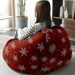 Lukery Bean Sac Chaise Couverture Pour Enfants Adultes, Flocon De Neige De Noël Farci Animal Stockage Beanbag (No Filler) Rond Confortable Stuffable Bean Sac Lazy Canapé Pour Salon (XL/39.4x47.2'',Red) -Oui || N/A || pearhead 71YB3DntAAL. AC SL1000