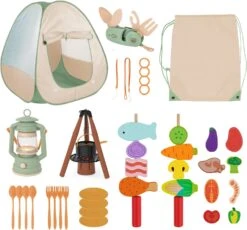 OOOK Kids Camping Tent Set, Jouets D'extérieur Pour Les Tout-petits 1-3, Pretend Play Camp Gear Tools Pour Noël Anniversaire