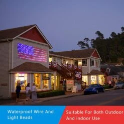 PUHONG American Flag Net Lights, 420 LED USA Flag String Lights, Outdoor Waterproof Patriotic Ornaments For Independence Day National Day 4 Juillet Memorial Day Noël New Year Party Yard Decor -Oui || N/A || pearhead 71ZhMjDClNL. AC SL1446