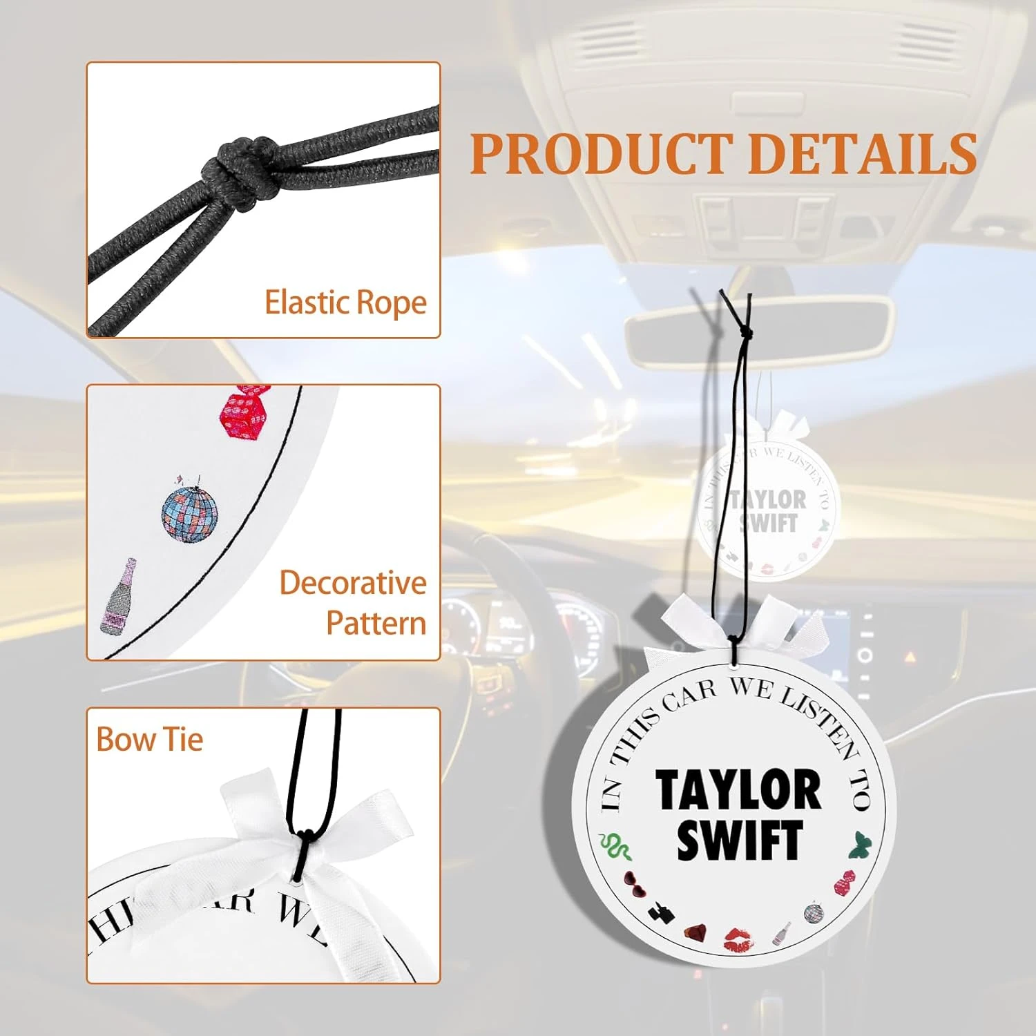 3 PCS Drôle Taylor 2024 Voiture Air Fresheners Pour Voiture, Longue Durée Suspendue Voiture Air Freshener Pour Taylor Fans, Noël Nouvel An Anniversaire Encens Chips Cadeaux Pour Homme Femmes 4 3 PCS Drôle Taylor 2024 Voiture Air Fresheners Pour Voiture, Longue Durée Suspendue Voiture Air Freshener Pour Taylor Fans, Noël Nouvel An Anniversaire Encens Chips Cadeaux Pour Homme Femmes - Image 2