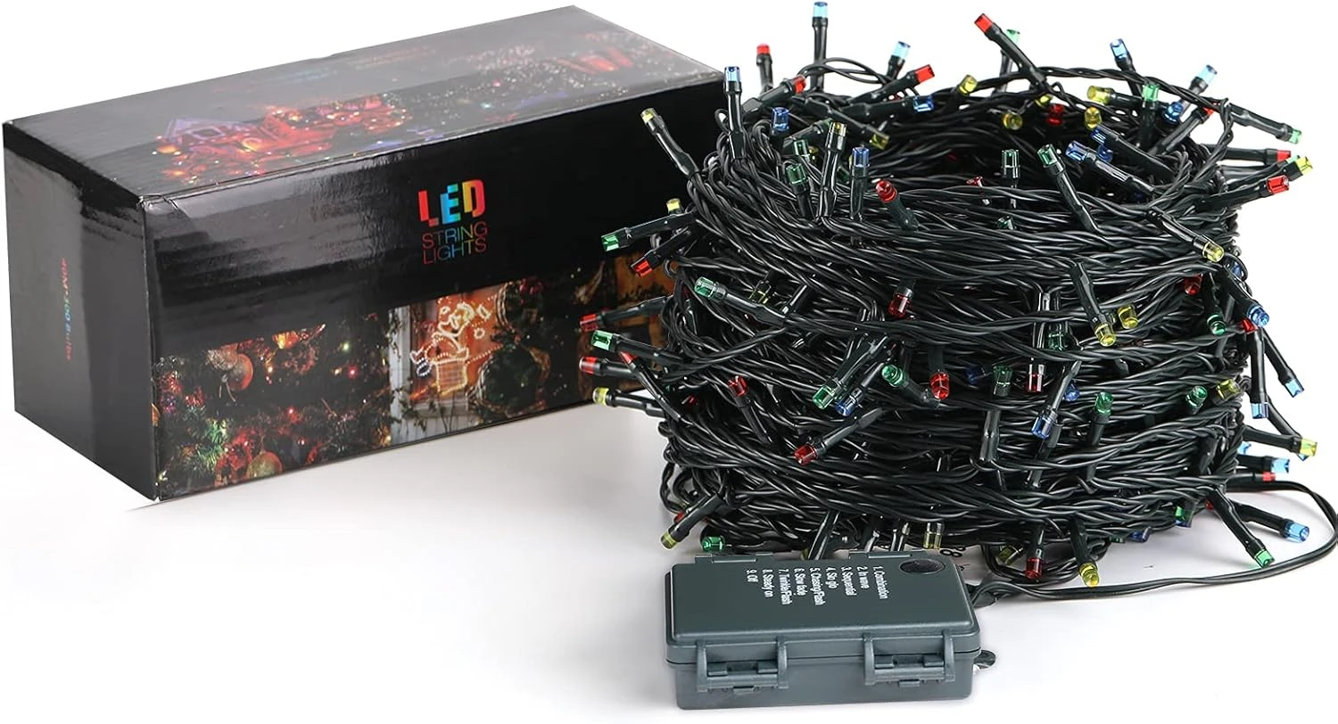 Quntis Batterie Fonctionné Lumières De Noël - 132FT 300LEDs Étanche Batterie String Lumières Extérieur Intérieur 8 Modes LED Arbre De Noël Lumières Avec Minuterie Décoration Pour Noël Arbre Garden Party - Multicolore 10 Quntis Batterie Fonctionné Lumières De Noël - 132FT 300LEDs Étanche Batterie String Lumières Extérieur Intérieur 8 Modes LED Arbre De Noël Lumières Avec Minuterie Décoration Pour Noël Arbre Garden Party - Multicolore - Image 8