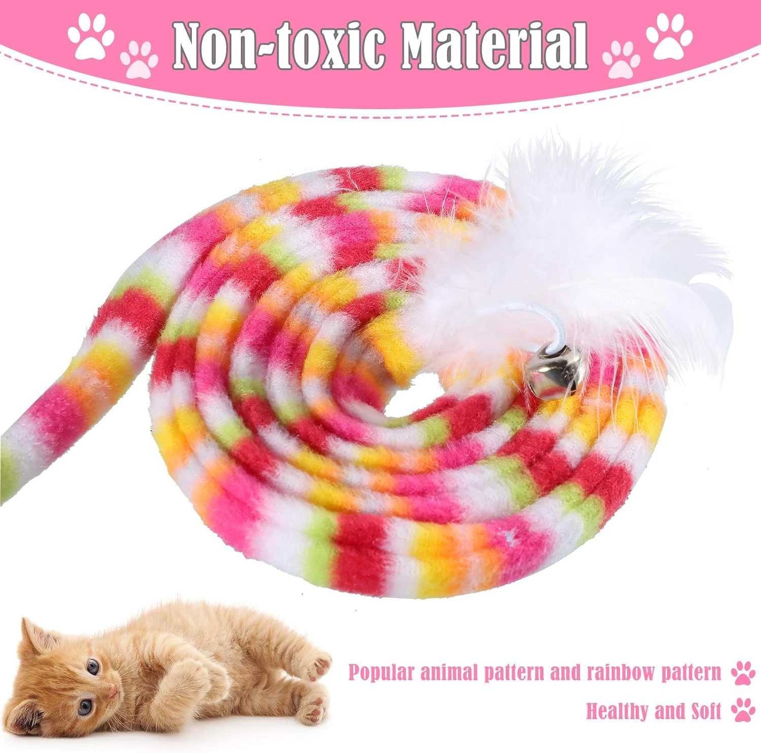 6 Pièces Jouets Pour Chats Jouets Interactifs Pour Baguette Pour Chat Avec Plumes Et Coffre-fort Pour Chat Jouet Pour Bâton De Catcher Coloré Et Sondant Jouets Pour Baguette De Noël Pour Chats 5 6 Pièces Jouets Pour Chats Jouets Interactifs Pour Baguette Pour Chat Avec Plumes Et Coffre-fort Pour Chat Jouet Pour Bâton De Catcher Coloré Et Sondant Jouets Pour Baguette De Noël Pour Chats - Image 3