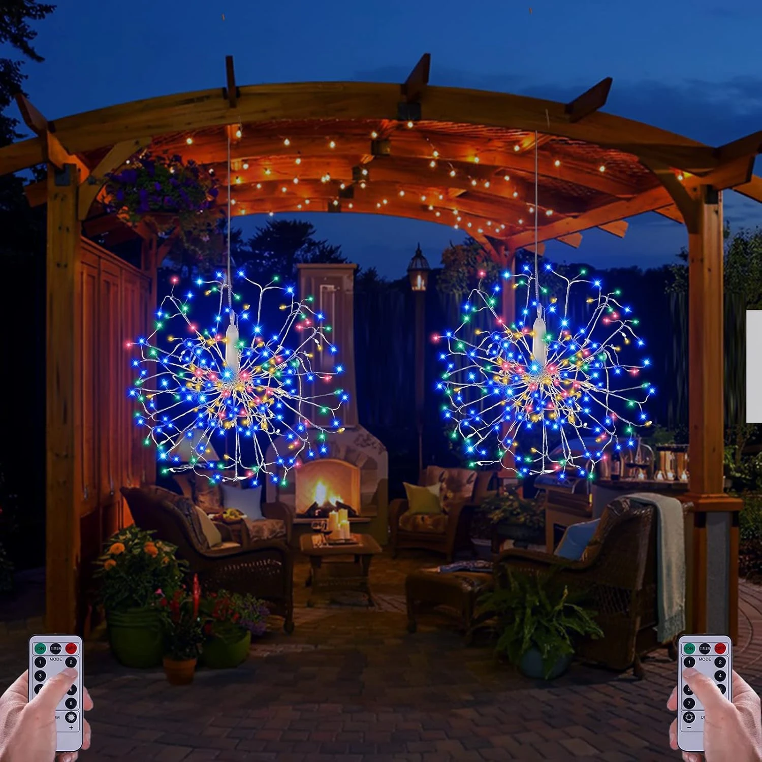 360 LED Hanging Starburst Sphere Lights 2 Pack Batterie Fonctionnement De La Télécommande De La Lumière 8 Mode étanche Fil D'argent Fairy Light Chandelier Pour Gazebo Girl Gift Noël Intérieur Extérieur Décor 3 360 LED Hanging Starburst Sphere Lights 2 Pack Batterie Fonctionnement De La Télécommande De La Lumière 8 Mode étanche Fil D'argent Fairy Light Chandelier Pour Gazebo Girl Gift Noël Intérieur Extérieur Décor