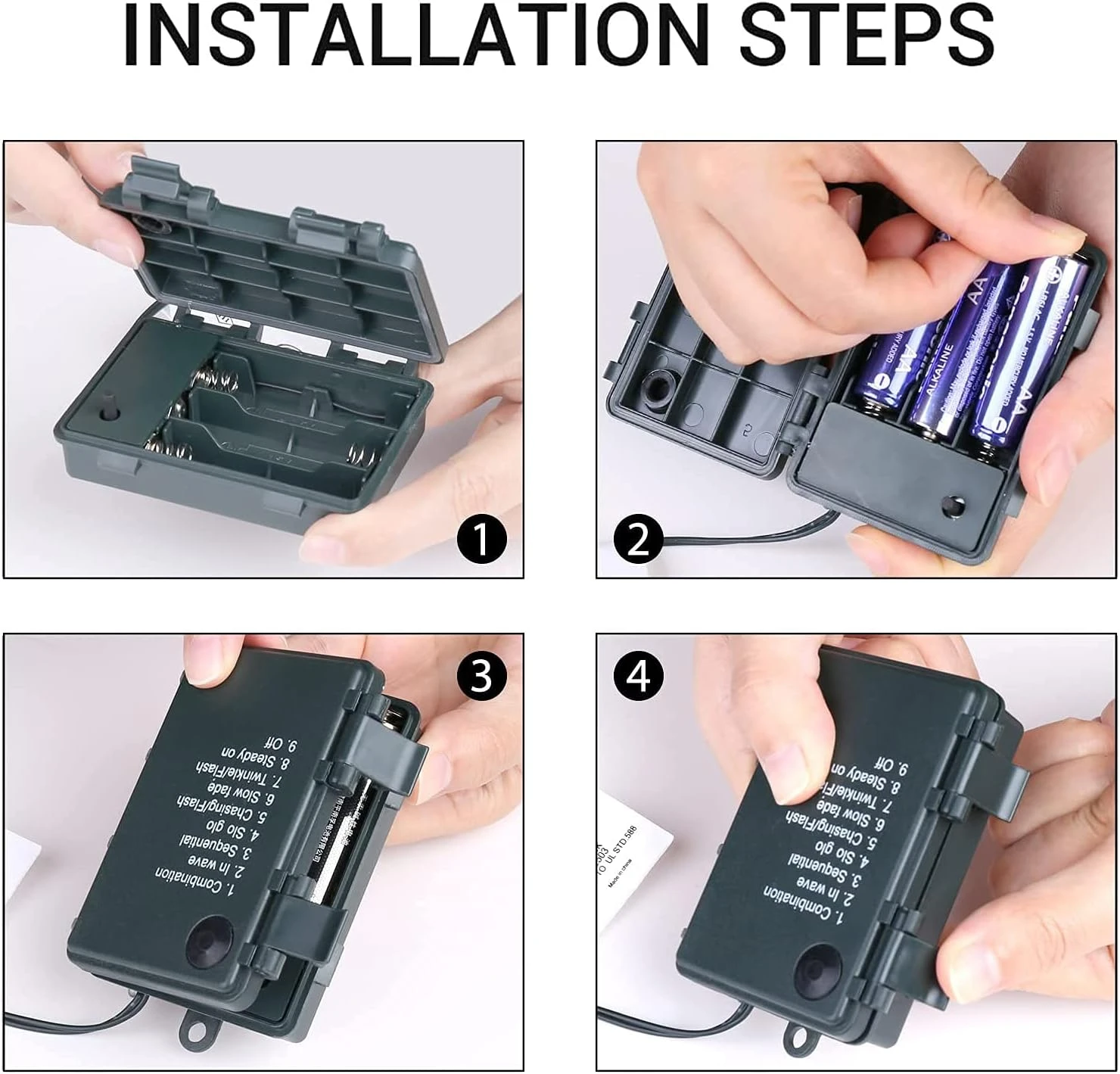 Quntis Batterie Fonctionné Lumières De Noël - 132FT 300LEDs Étanche Batterie String Lumières Extérieur Intérieur 8 Modes LED Arbre De Noël Lumières Avec Minuterie Décoration Pour Noël Arbre Garden Party - Multicolore 9 Quntis Batterie Fonctionné Lumières De Noël - 132FT 300LEDs Étanche Batterie String Lumières Extérieur Intérieur 8 Modes LED Arbre De Noël Lumières Avec Minuterie Décoration Pour Noël Arbre Garden Party - Multicolore - Image 7