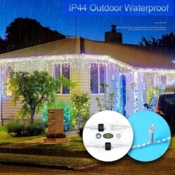 KNONEW Christmas Lights Décorations Extérieures 400 LED 33ft 8 Modes Rideau Fairy String Light Avec 75 Gouttes, Fils Clairs LED String Light Decor Pour Mariage Vacances Vacances Noël Décorations Cool White -Oui || N/A || pearhead 71bjN6RiMLL. AC SL1000